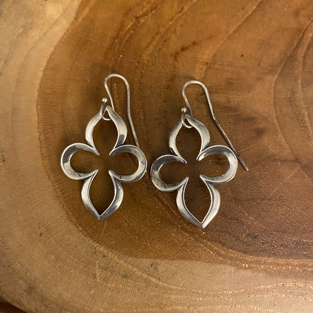 Retired James Avery Quatrefoil Dangle Earrings, Sterling Silver